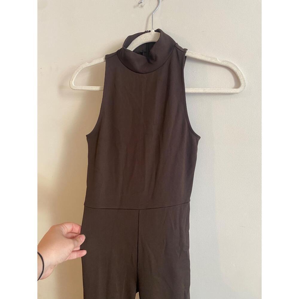 TEN By Babaton Brown High Neck Full Length Sleeveless Acclaim Jumpsuit Size XS - Picture 3 of 6